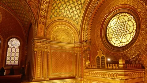 Grand Synagogue Hall With Luminous Dome Interior Stock Footage 324002210