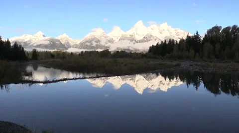Grand Teton Reflection  in Fall Stock-Footage 55600069