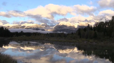 Grand Tetons in Fall Reflection Stock-Footage 55595787