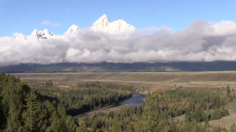 Grand Tetons in Fall Snake River Overlook Stock-Footage 55688260