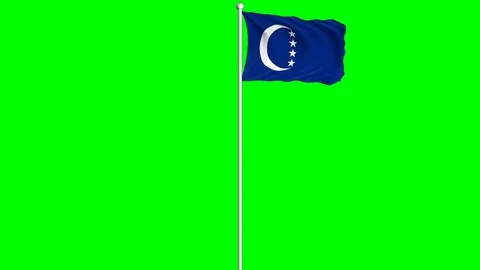 Grande Comore Flag Waving Fluttering on Wind Loopable Green Blue Screen Matte Stock Footage 77580556