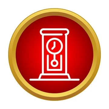 Grandfather clock icon with pendulum in red circle Stock Illustration