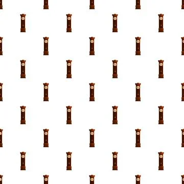 Grandfather clock seamless pattern illustrating time measurement Illustrazione stock