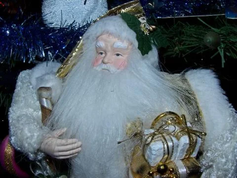 Grandfather Frost (Santa Claus, St. Nicholas, Joulupukki) with gifts Stock Photos