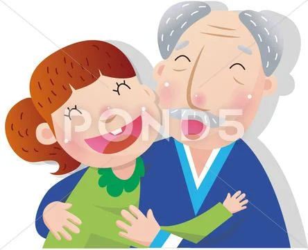 Grandfather With Granddaughter Stock Illustration