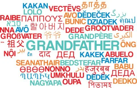 Grandfather multilanguage wordcloud background concept Stock Illustration