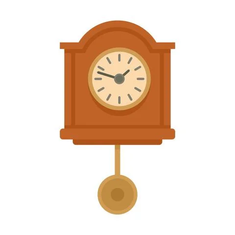 Grandfather pendulum clock icon flat isolated vector Stock Illustration