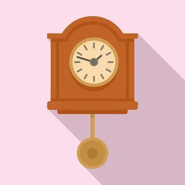 Grandfather pendulum clock icon, flat style Stock Illustration