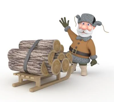 The grandfather with a sledge. Illustrazione stock