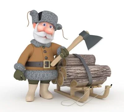 The grandfather with a sledge. Stock Illustration