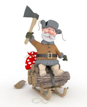 The grandfather with a sledge. Illustrazione stock