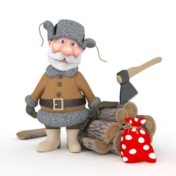 The grandfather with a sledge. Illustrazione stock