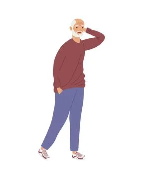 Grandfather walking lost Stock Illustration