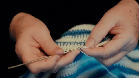 Grandma hands doing knitting. Close-up view. Stock Footage 69242634