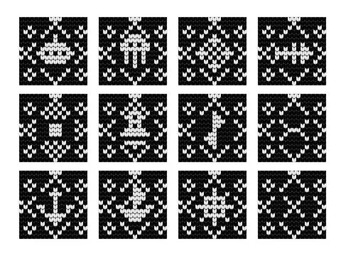 Grandma knitting pattern set for Ugly Sweater Stock Illustration