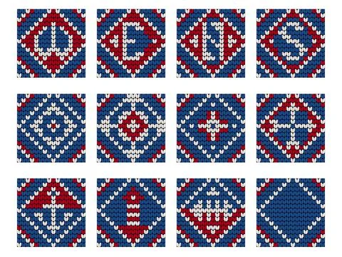 Grandma knitting pattern set for Ugly Sweater Stock Illustration