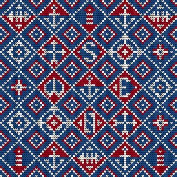 Grandma knitting pattern for Ugly Sweater Stock Illustration