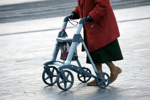 Grandma with walker Stock Photos