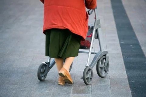 Grandma with walker Stock Photos