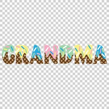Grandma Word With Geometric Grid Pattern letters black white Stock Illustration