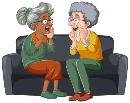 Grandmother of different race talking Ilustración de archivo