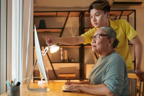 Grandmother Enjoying Learning Computing Fotos Stock