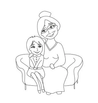 Vector Drawing Of A Grandmother With Granddaughter Royalty Free SVG,  Cliparts, Vectors, and Stock Illustration. Image 81562463.