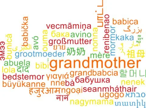Grandmother multilanguage wordcloud background concept Stock Illustration