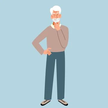 Grandpa is thinking, trying to remember. An elderly character with Alzheimer s Illustrazione stock