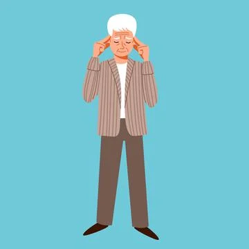 Grandpa is thinking, trying to remember. An elderly character with Alzheimers Stock Illustration
