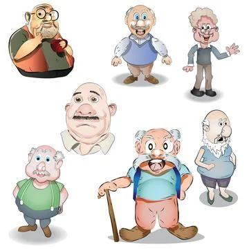 Grandpa vector Drawing and Illustration Set Stock Illustration