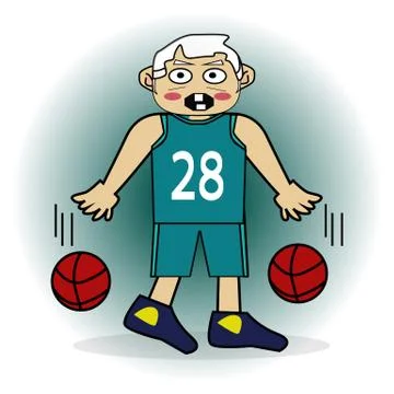 Grandpa vector playing basketball. funny mascot 스톡 일러스트