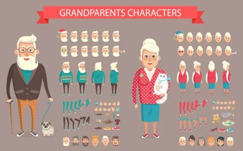 Grandparents Constructor Vector Illustration. Stock Illustration