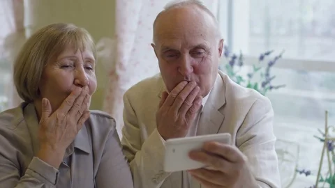 Grandparents Video Calling Family Stock Footage