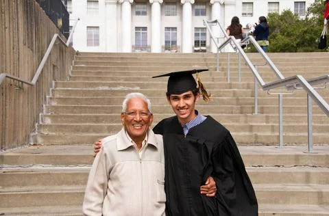 Grandson with grandfather on convocation function at Berkeley University ;... Stock Photos