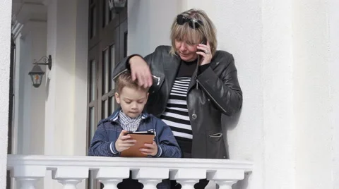 Grandson with the tablet in the hands Stock Footage 54096746