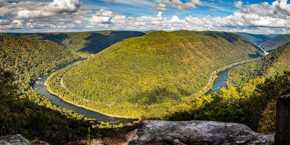 Grandview Overlook New River Gorge National Park and Preserve West Virginia Stock Photos