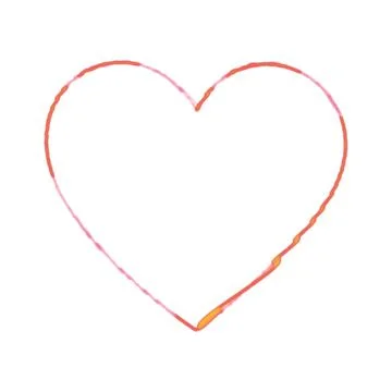 Grange Stroke Heart Shape Frame Border Valentines Day Copy space Template Illustrazione stock