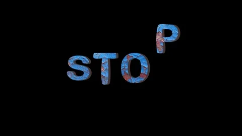 Grange Style STOP Fall Down Letters. Paint Alphabet. Alpha Channel Video stock 91062895