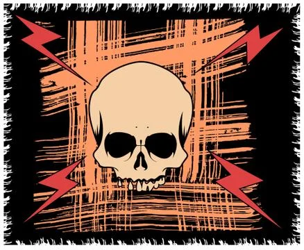 Grange vector background with scull and lightning Stock Illustration