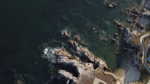 A granit coast and the Atlantic ocean. Stock Footage 121724926