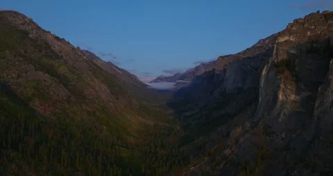 Granite Cliffs Above Forested Blodgett Canyon Montana Stock Footage 331758690