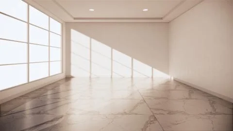 Granite floor room interior - Empty room of natural stone granite floor.3D re Illustrazione stock
