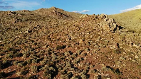 Granite Hills Mining District Nevada at Golden Hour Flight Stock Footage 110822074