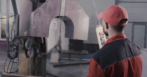 Granite marble slab processing Video stock 82414883