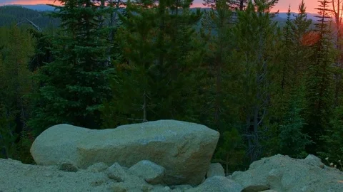 Granite Orange forest sunset 1 Elkhorn Mountains Oregon Wallowa 93 Stock Footage 82041979