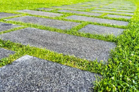 Granite path in the garden Stock Photos
