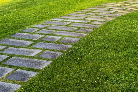 Granite path in the garden Stock Photos