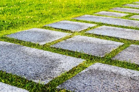 Granite path in the garden Stock Photos