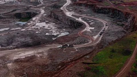Granite quarry activity takes place at an industrial site in a landscape Stock-Footage 337935382